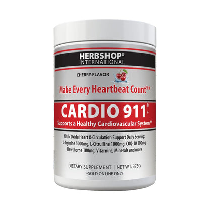 Cardio 911® Nitric Oxide Heart & Circulation Support - 5000mg L-Arginine & 1000mg L-Citrulline - Mixed Berry, 30 Servings Powder, 363 Grams - CoQ10 Beet Root - High Potency Cardiovascular Formula