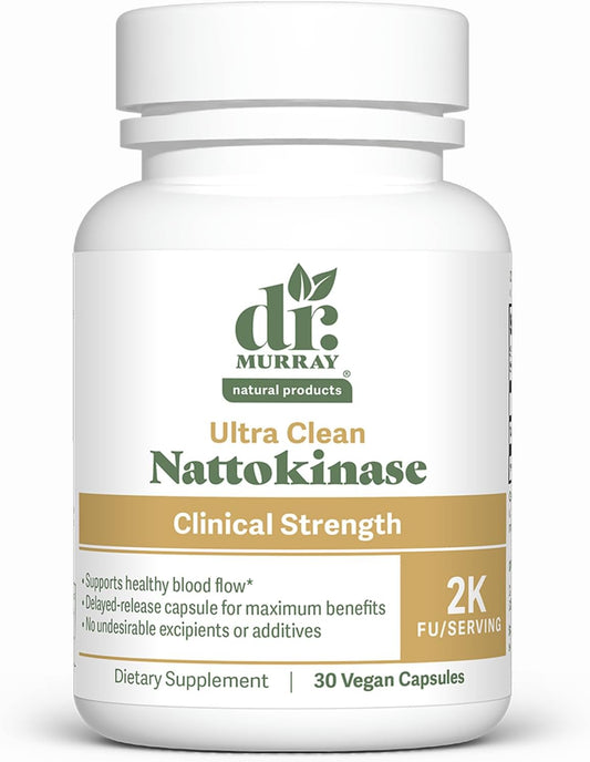 Dr. Murray's Ultra Clean Nattokinase - Supports Healthy Blood Circulation & Fibrinolytic Activity | Vegan Delayed Release Capsules | Non-GMO, Gluten Free | 30 Count