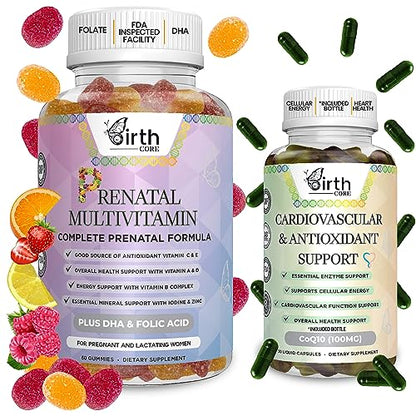 Prenatal Vitamins, Fetal Development, Folate, DHA, CoQ10, Daily Multivitamin Gummy, Folic Acid