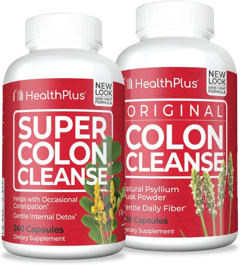 Health Plus Super Colon Cleanse (240 Capsules/120 Servings) & Colon Cleanse (200 Capsules/33 Servings) Bundle