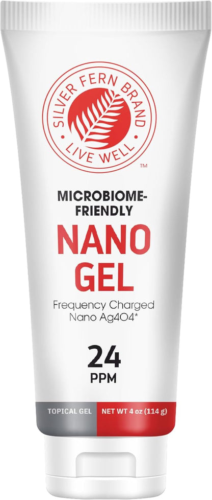 Silver Fern Brand – Nano Gel Frequency Charged Silver 24PPM – Skin Support for Cuts, Burns, Imbalances & Irritations – Fast-Absorbing Silver Gel – Microbiome-Friendly & GRAS Certified – 4 oz | Skin Support for Cuts, Burns, Imbalances & Irritations Fast-Ab