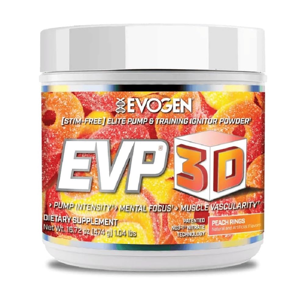 Evogen EVP 3D Stim Free Pre-Workout | Citrus Candy | 40 Servings | Arginine nitrate, L-citrulline, beta-alanine and creatine with lion's mane, L-tyrosine and DMAE for pumps and focus