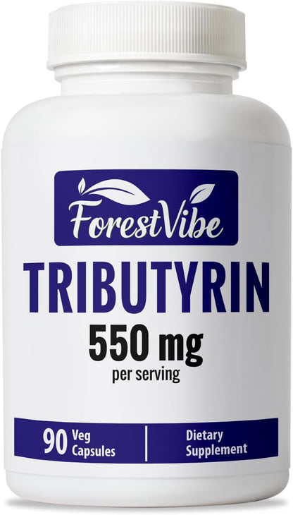 Tributyrin Supplement 550mg, Advanced Butyrate Form for Gut Health, 60% Standardized, More Effective Delivery Than Sodium Butyrate, 90 Capsules, Non-GMO & Gluten Free Postbiotic Supplement