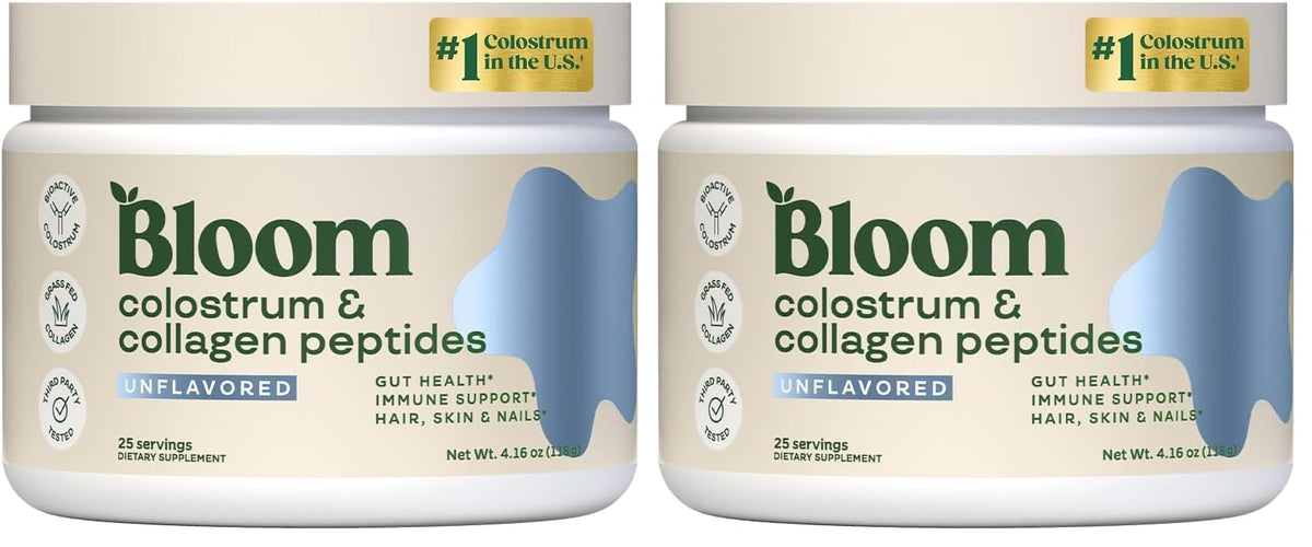 Bloom Nutrition Bovine Colostrum Powder, Strawberries & Cream, 25 Servings | Gut Health, Immune Support, Hair Growth & Beauty Supplement, Gluten Free, Sugar Free