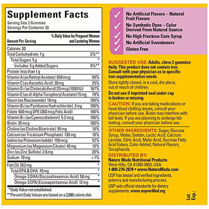 Nature Made Prenatal Gummies with DHA and Folic Acid, Prenatal Vitamin and Mineral Supplement