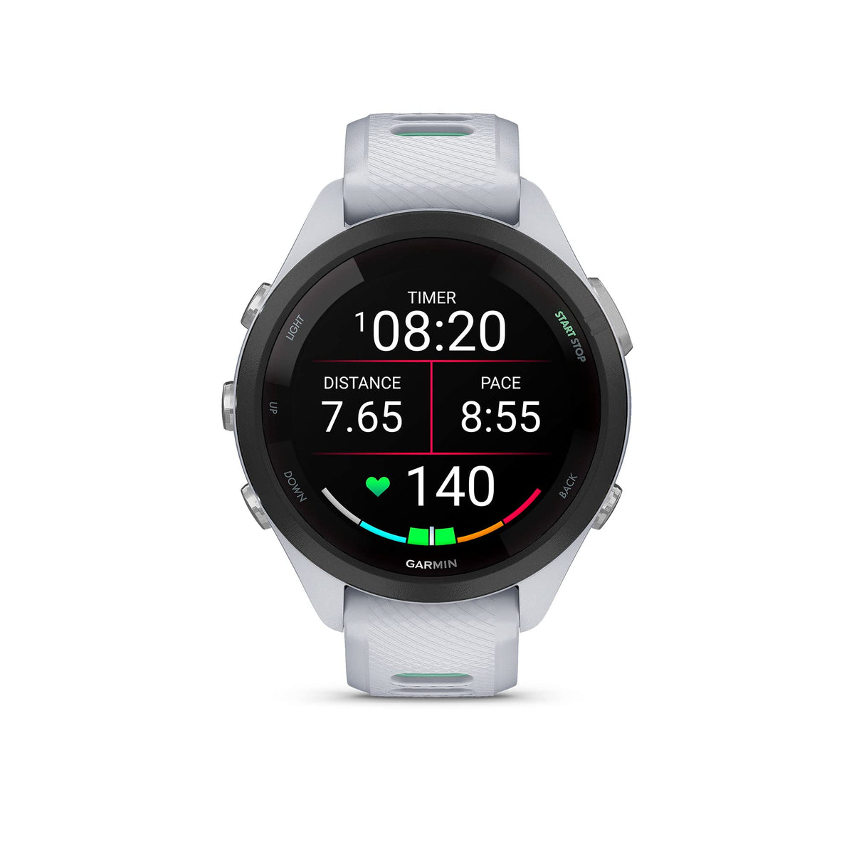 Garmin Forerunner® 265S, Running Smartwatch, 42mm, Whitestone/Neo Tropic