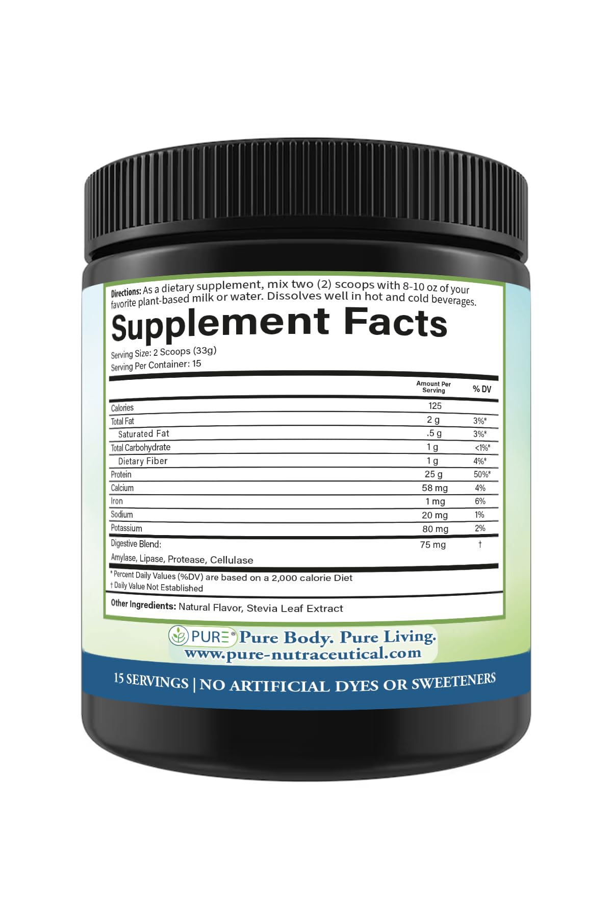 PURE® Vegan Protein Powder - 25g Plant Based Protein, 15 Servings - Pea & Mung Bean Blend with Digestive Enzymes - Dairy-Free - Muscle Recovery & Appetite Control - Chocolate 525 Grams