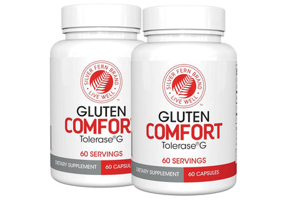 Silver Fern Gluten Comfort with Tolerase G - 1 Bottle - 60 Capsules | Digestive Enzyme Made Specifically to Break Down and Digest Gluten Protein