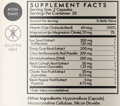 TERRA ORIGIN Multi-Symptom Menopause Supplements for Women | Menopause Support for Night Sweats, Hot Flashes & Mood Swings | DIM, Black Cohosh, Dong Quai, Chaste Tree Berry | 60 Capsules