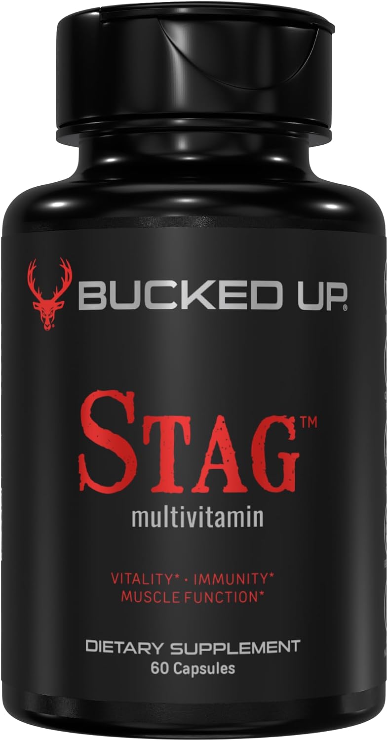 Bucked Up Stag Multivitamin - Men - Full Spectrum Vitamin Formula - Vitality, Immunity and Muscle Function (60 Capsules)
