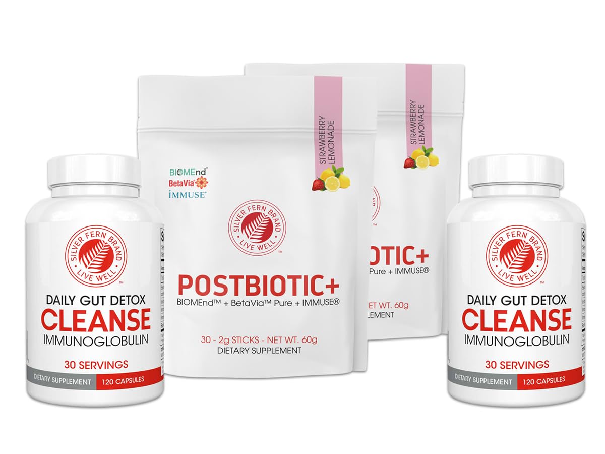 Silver Fern Cleanse - Daily Gut - 1 Bottle - 120 Capsules - 30 Day Supply | Immunoglobulin G, A & M -(IgG, IGA, IgM) - Digestive System & Immune System Support - Postbiotic