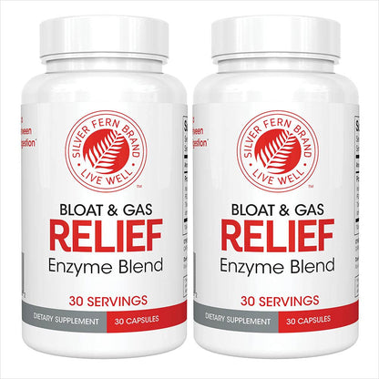 Silver Fern Bloat & Gas Relief Digestive Enzyme Blend 1 Bottle 30 Servings | FODMAP & Bloating Digestion Supplement with Tolerase L, Pectinase & More (1 Bottle)