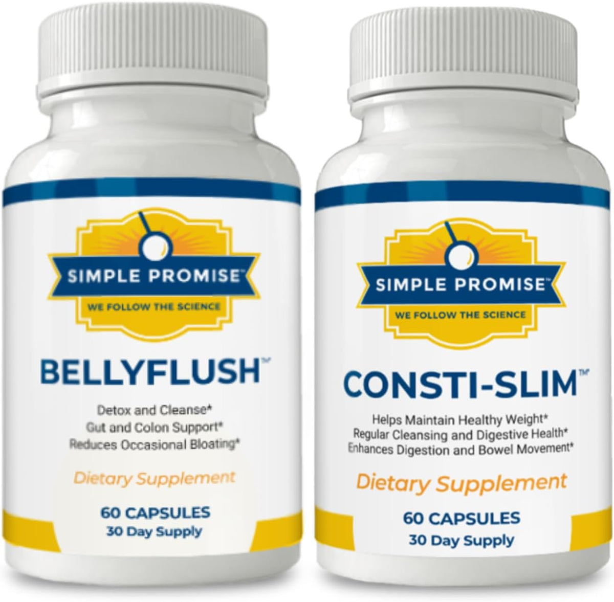 BellyFlush and Consti-Slim Bundle - Gut Support - Bentonite Clay, Psyllium | Dual Digestive Formula, For Comfortable Regularity, With Psyllium Husk and Milk Thistle, Two of Each Daily
