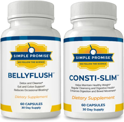 BellyFlush and Consti-Slim Bundle - Gut Support - Bentonite Clay, Psyllium | Dual Digestive Formula, For Comfortable Regularity, With Psyllium Husk and Milk Thistle, Two of Each Daily