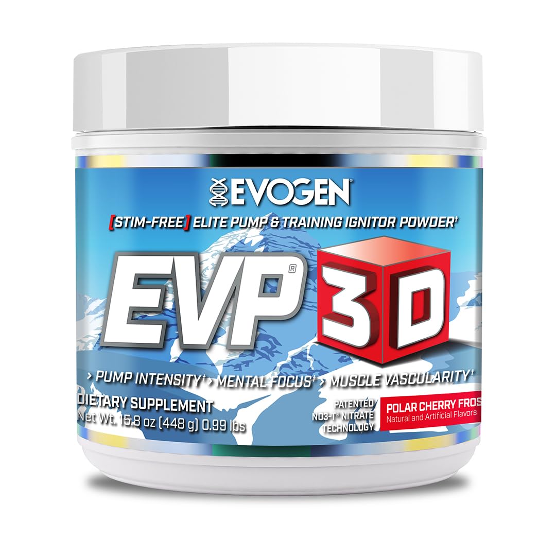 Evogen EVP 3D Stim Free Pre-Workout | Citrus Candy | 40 Servings | Arginine nitrate, L-citrulline, beta-alanine and creatine with lion's mane, L-tyrosine and DMAE for pumps and focus