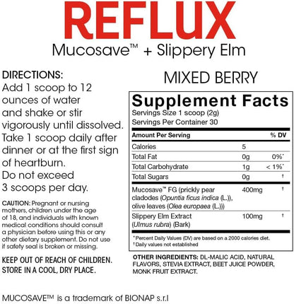 Silver Fern Reflux Digestive Supplement Each Tub = 30 Scoops = 30 Servings | Mucosal Support for Acid Issues - with Mucosave FG and Slippery Elm Bark (1 Tub)