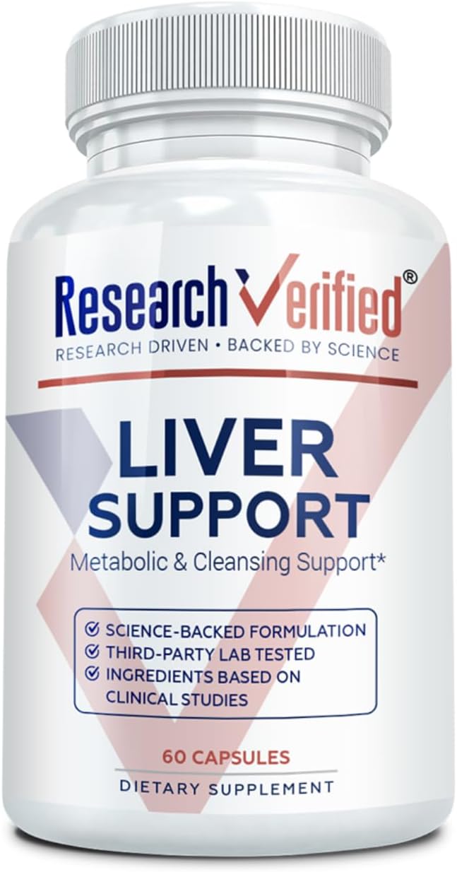 Research Verified Liver Support - Liposomal Milk Thistle, Artichoke Extract, Glutathione, BioPerine - Vegan - 60 Capsules - Pack of 1