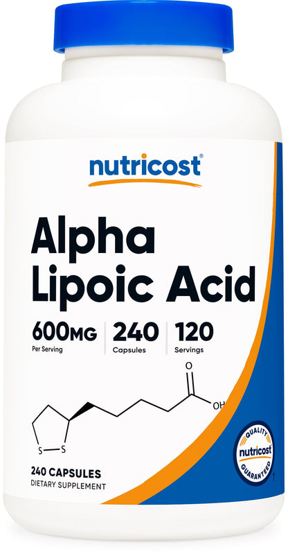 Nutricost Alpha Lipoic Acid 600mg Per Serving, 240 Capsules - Gluten Free, Vegetarian Capsules, Soy Free & Non-GMO