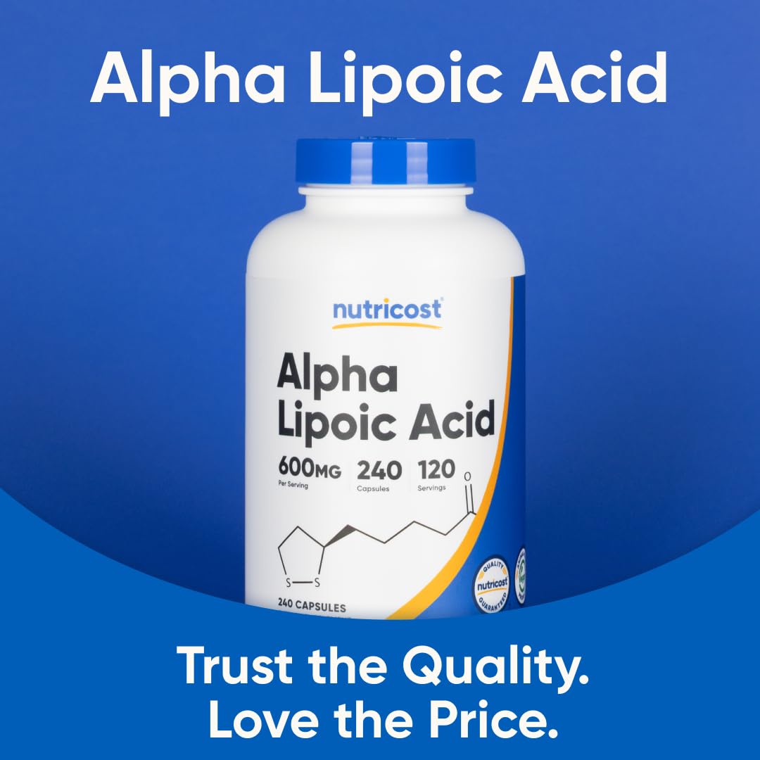 Nutricost Alpha Lipoic Acid 600mg Per Serving, 240 Capsules - Gluten Free, Vegetarian Capsules, Soy Free & Non-GMO