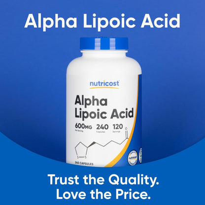 Nutricost Alpha Lipoic Acid 600mg Per Serving, 240 Capsules - Gluten Free, Vegetarian Capsules, Soy Free & Non-GMO