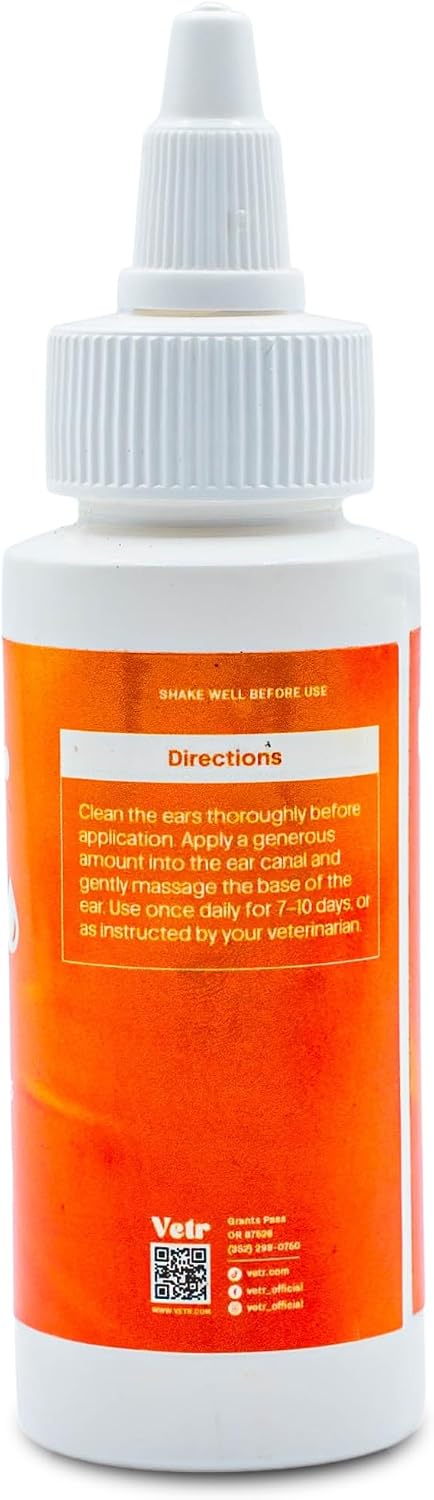 vetr Anti-Itch Ear Drops for Dogs - Topical Ear Comfort Support Solution - 2 oz (60mL) - Vet-Formulated in USA