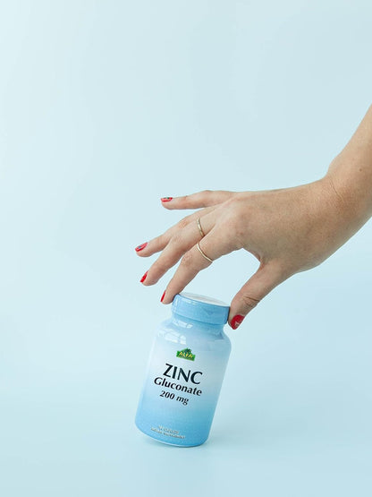Zinc Gluconate 200 mg by Alfa Vitamins - Boost Immune System - Promote Healthy Skin - 100 Tablets