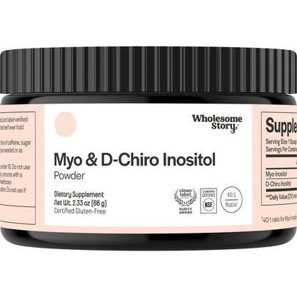 Wholesome Story Myo-Inositol & D-Chiro Inositol Supplement for Women | Fertility Supplements for Hormonal Balance & Ovarian Health Support | Myoinositol | Ideal 40:1 Ratio | 30 Servings