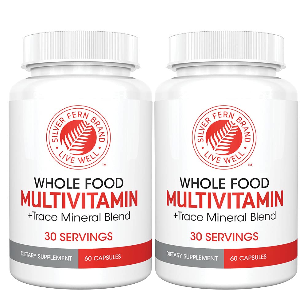 Silver Fern Whole Food Daily Multi Vitamin w/Trace Mineral Blend Supplement | 1 Bottle - 60 Vegicaps - 30 Day Supply - Natural, Non-GMO, Vegan, Men's & Women's Multivitamin - Zero Synthetics
