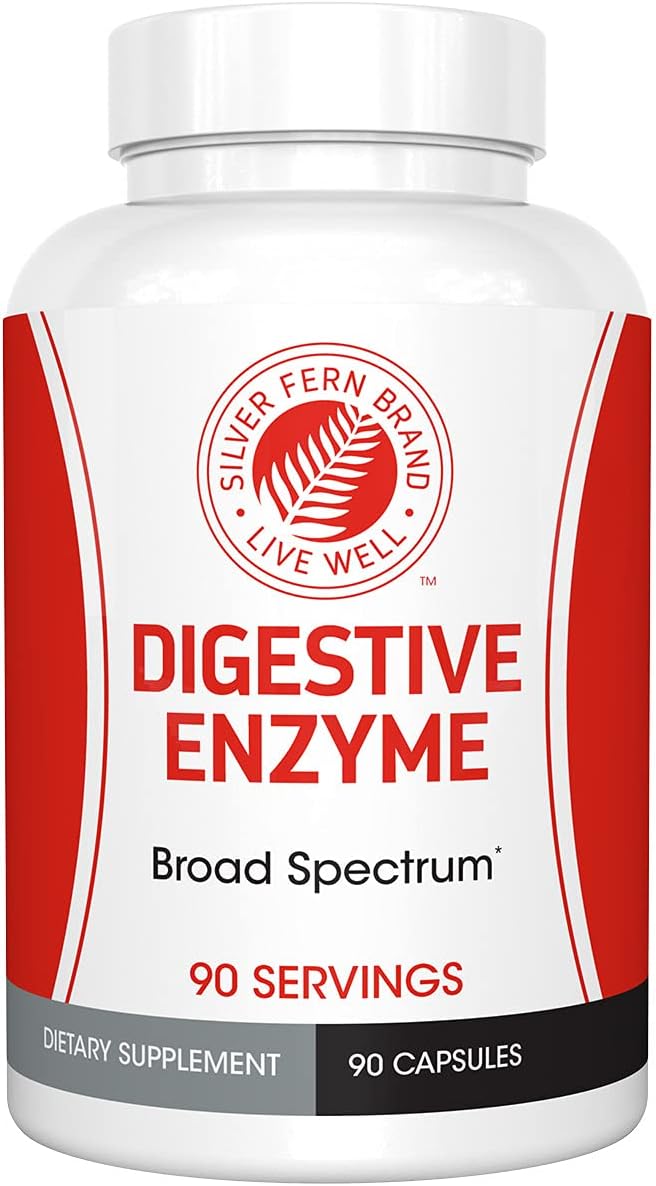 Silver Fern Brand Ultimate Digestive Enzyme Supplement 1 Bottle 90 Capsules | High Potency, Multi Enzyme - Digestive Comfort & Food Tolerance - Hemicullulase, Peptidase, Maltase, More