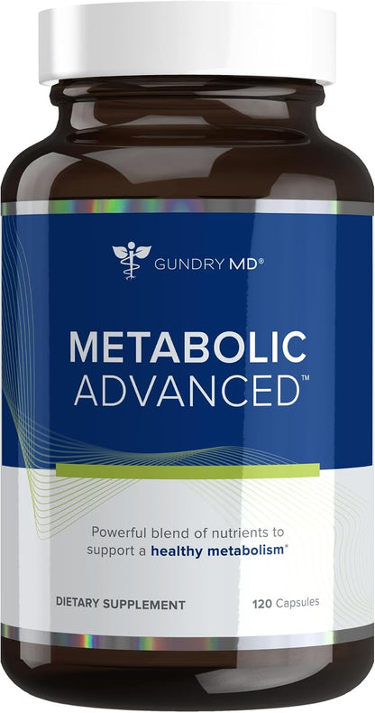 Gundry MD® Metabolic Advanced Nutrient Blend with Berberine, 60 Servings | Supports Healthy Metabolism, Energy Boosting, Sugar & Artificial Sweetener Free, with Zinc & Chromium, 2 Capsules Daily