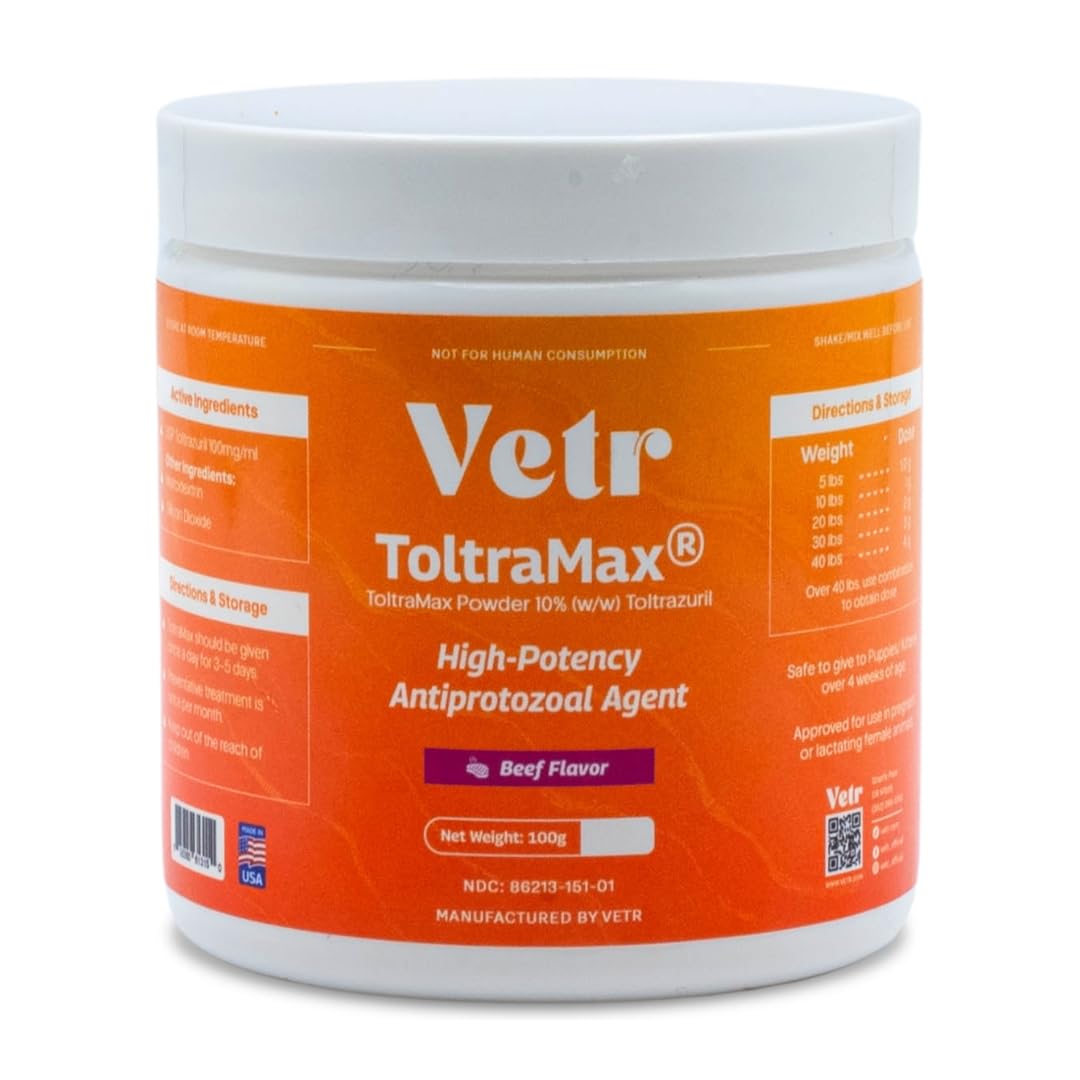 Vetr's Toltramax Toltrazuril Powder for Horses, Dogs, Cats, 100g (10.0%, Chicken)