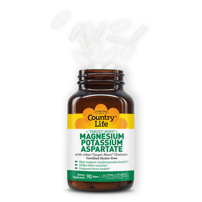 Country Life Target-Mins Magnesium 600 mg and Potassium 198 mg, 180 Tablets