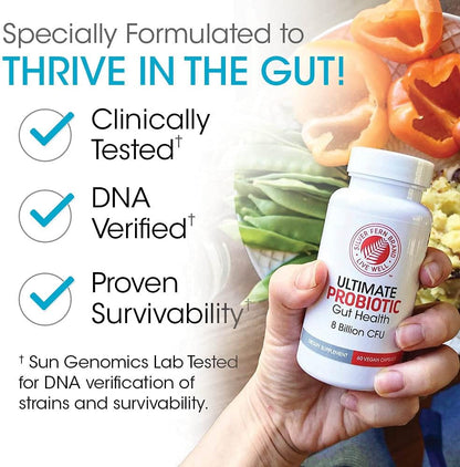 Silver Fern Brand Family Probiotics - Ultimate Adult Probiotic | (1 Bottle = 60 Capsules) Plus Ultimate Children's Probiotic for Kids (1 Bottle = 30 Chewables) Gut-Health Microbiome Support