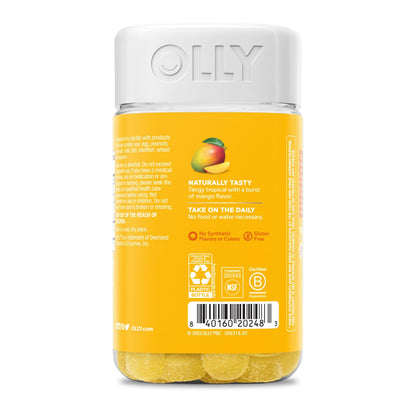 OLLY Probiotic Gummy, 1 Billion CFUs, Immune and Digestive Support, Chewable Probiotic Supplement, Mango, 80 Count
