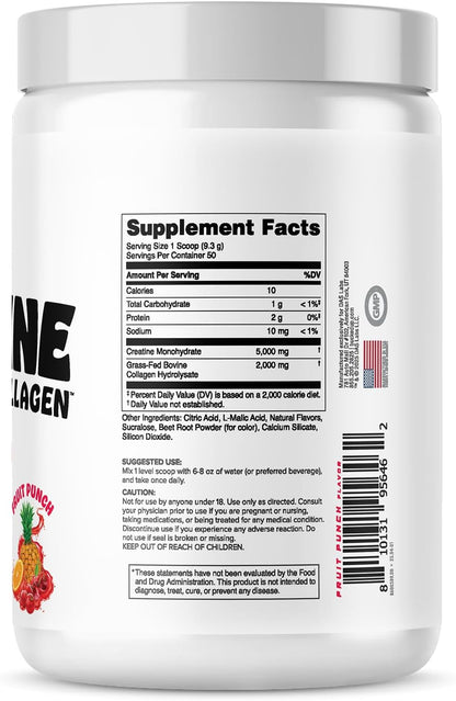 Bucked Up Creatine + Collagen for Women, Essentials (50 Servings) - Fruit Punch