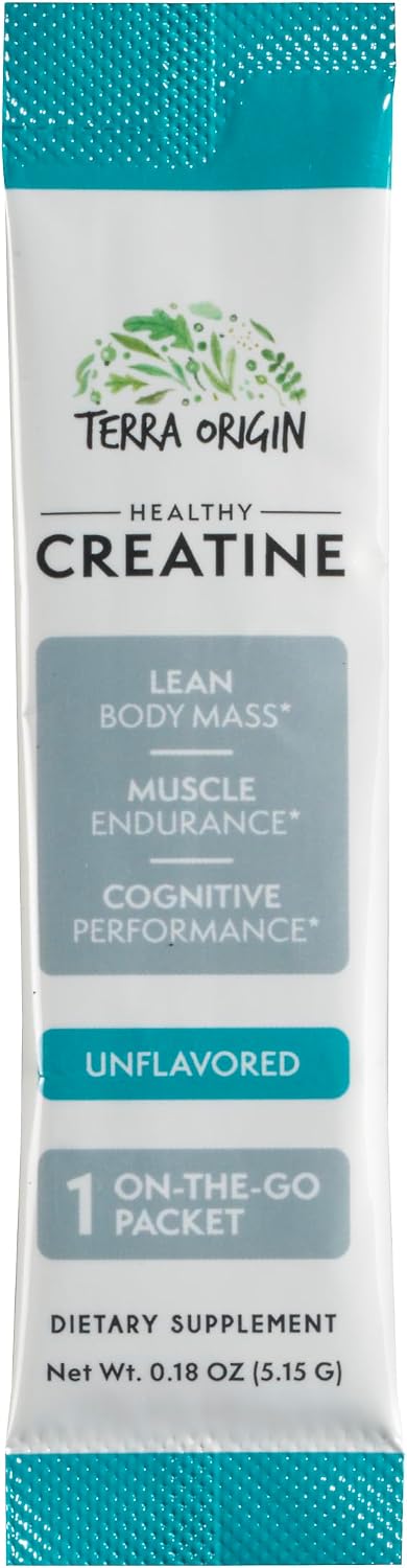 TERRA ORIGIN Healthy Creatine Micronized Monohydrate Powder | 30 Stick Packs | Support for Muscle and Cognitive Performance* | Supplement for Women and Men | Unflavored, Gluten Free, Zero Sugar