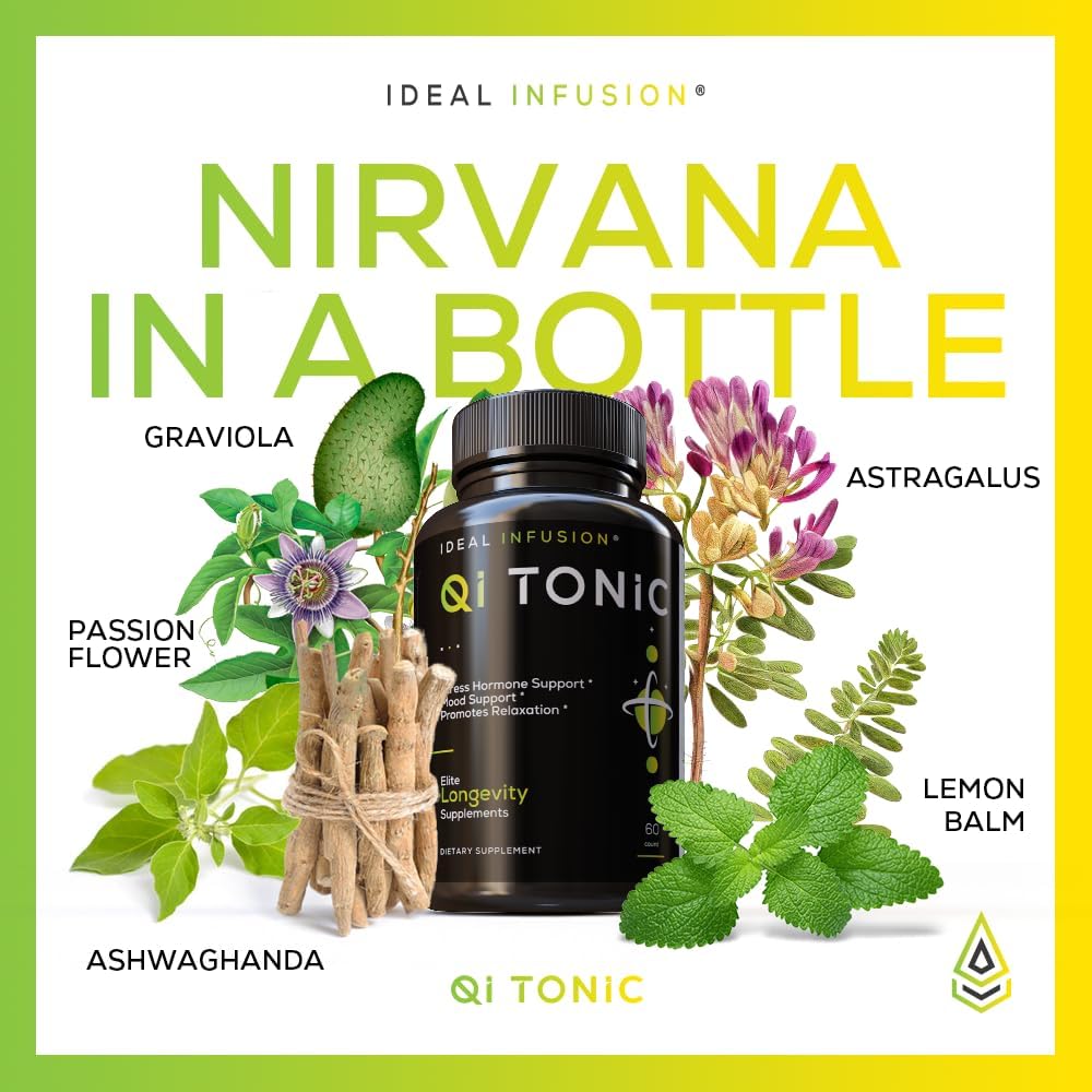 Ideal Infusion Cortisol Blocker and Mood Support: Promotes Relaxation & Stress Relief - Overall Wellbeing & Serenity, Astragalus Root, Ashwagandha, Passion Flower (60 Servings) Vegan