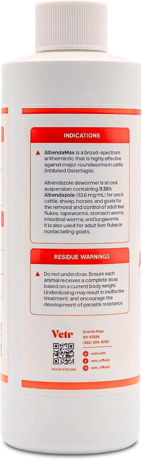vetr AlbendaMax Oral Suspension, Liquid for Cattle, Sheep & Goats – 240 mL
