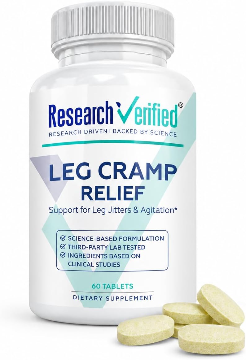Research Verified Leg Cramps - Magnesium, B Vitamins, Ginger, Chamomile, BioPerine - Circulation Support - Vegan - 1 Month Supply