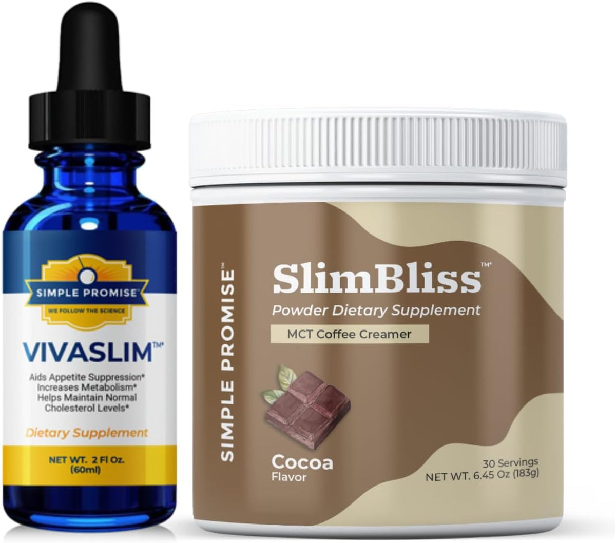 VivaSlim and SlimBliss Bundle - Metabolic Support - Maca Drops, MCT Creamer | Drops-and-Creamer Routine, For Craving Control, With Maca and MCT Powder, Drops Plus a Scoop Daily, 30 Day Supply
