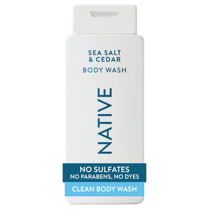 Native Body Wash Contains Naturally Derived Ingredients | For Women & Men, Sulfate, Paraben, & Dye Free Leaving Skin Soft and Hydrated | Sea Salt & Cedar 18 oz