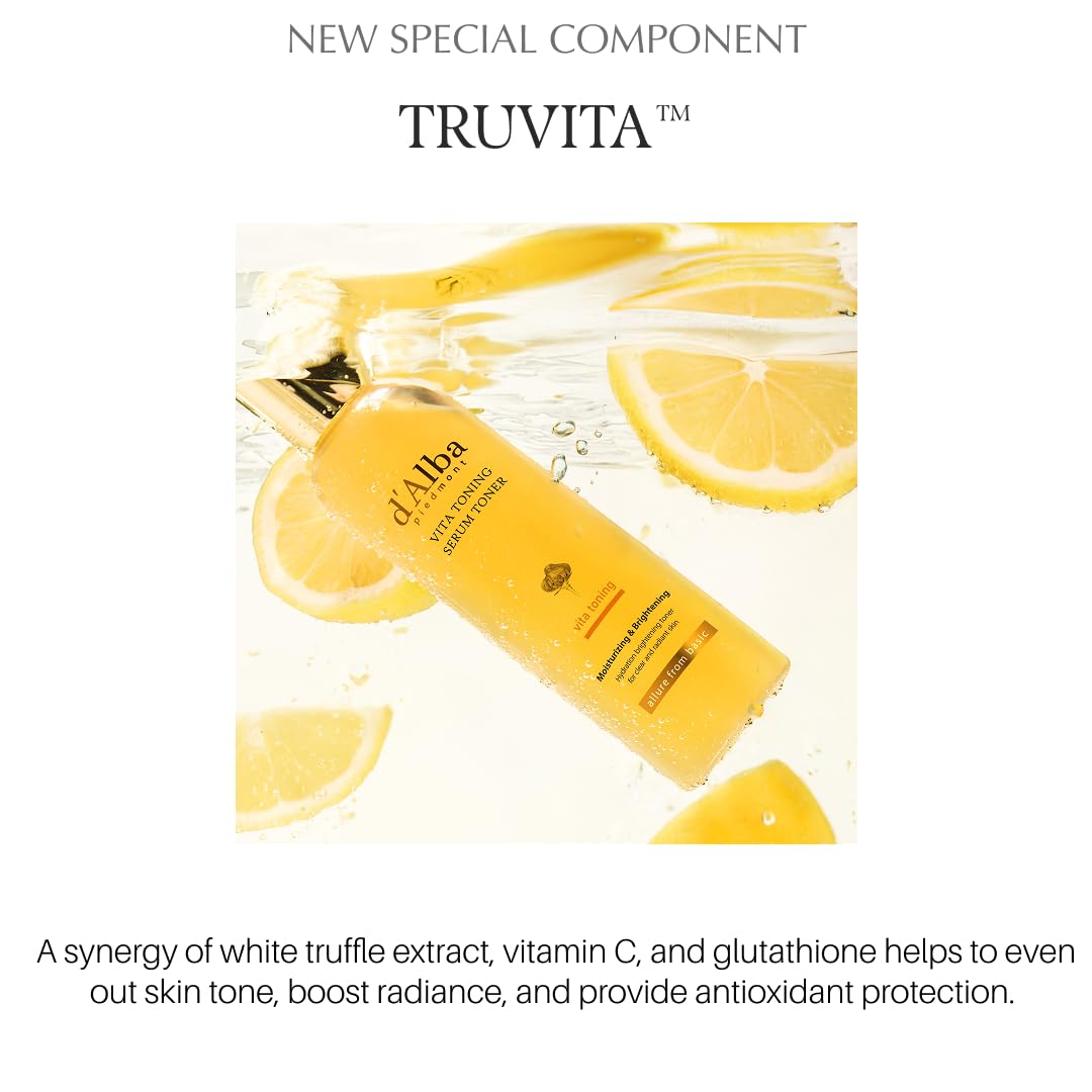 d'alba Piedmont White Truffle Vita Toning Serum Toner, Glass Skin with Double Vitamin Skincare, Face Moisturizer, (6.09 fl. oz)