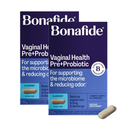 Bonafide Clairvee Vaginal Probiotic for Relief from Odor, Itching, & Discharge. — 1-Month Supply (15 Capsules)