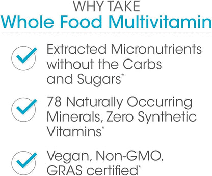 Silver Fern Whole Food Daily Multi Vitamin w/Trace Mineral Blend Supplement | 1 Bottle - 60 Vegicaps - 30 Day Supply - Natural, Non-GMO, Vegan, Men's & Women's Multivitamin - Zero Synthetics