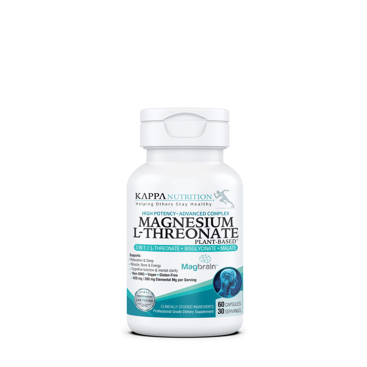 Magnesium L-Threonate Plant-Based 3 in 1 Powered by Magbrain® Magnesium L-Threonate Plant-Based | Magnesium Bisglycinate & Magnesium Malate | Up to 420 mg Elemental Magnesium | 150 Vegan Capsules.