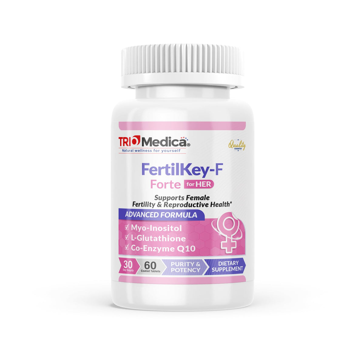 FertilKey-F Forte | Women's Fertility Blend | CoQ10, Myo-Inositol, Iron, Selenium | Boosts Fertility