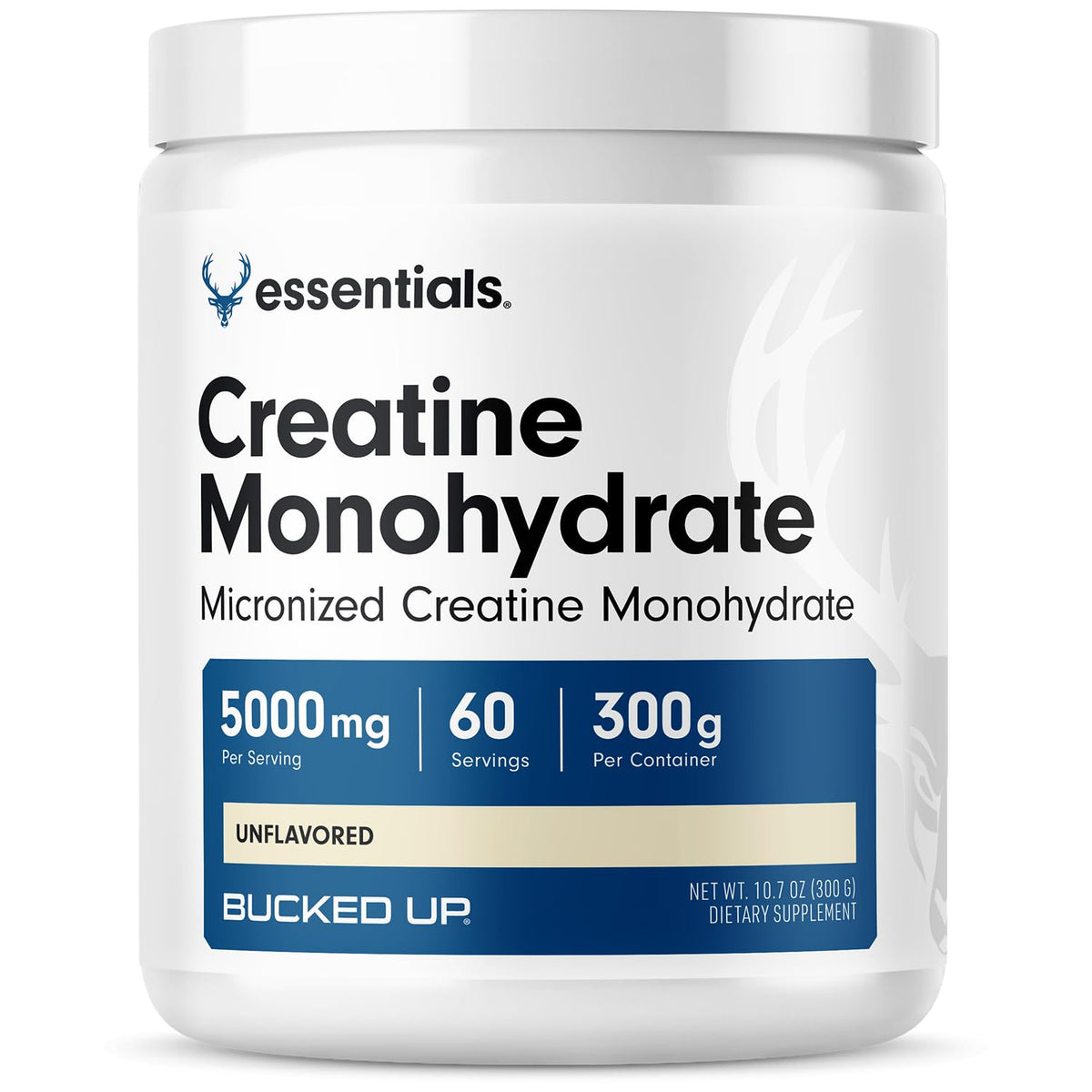 Bucked Up Pure Micronized Creatine Monohydrate for Women and Men - Easy to Mix and Unflavored - 5G Per Serving - 50 Servings - 250 Grams Per Container