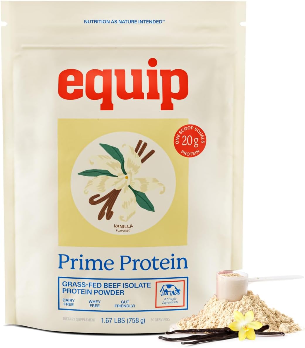 Equip Foods Prime Protein Powder Vanilla & Grass Fed Collagen Powder Unflavored
