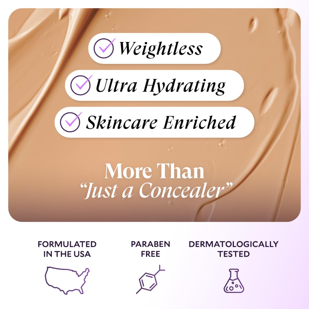 Fièra Luxury Concealer & Foundation with Anti-Aging Ingredients - Full Coverage for Dark Circles, Wrinkles, Fine Lines, and Spots, All-Day Wear For Mature Skin - Sand, 0.5 FL. OZ. / 15 ML