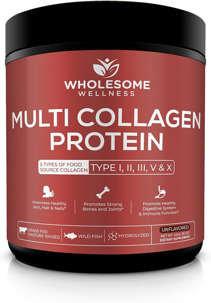Wholesome Wellness Liposomal Vitamin C Capsules + Multi Collagen Protein Powder Hydrolyzed Bundle